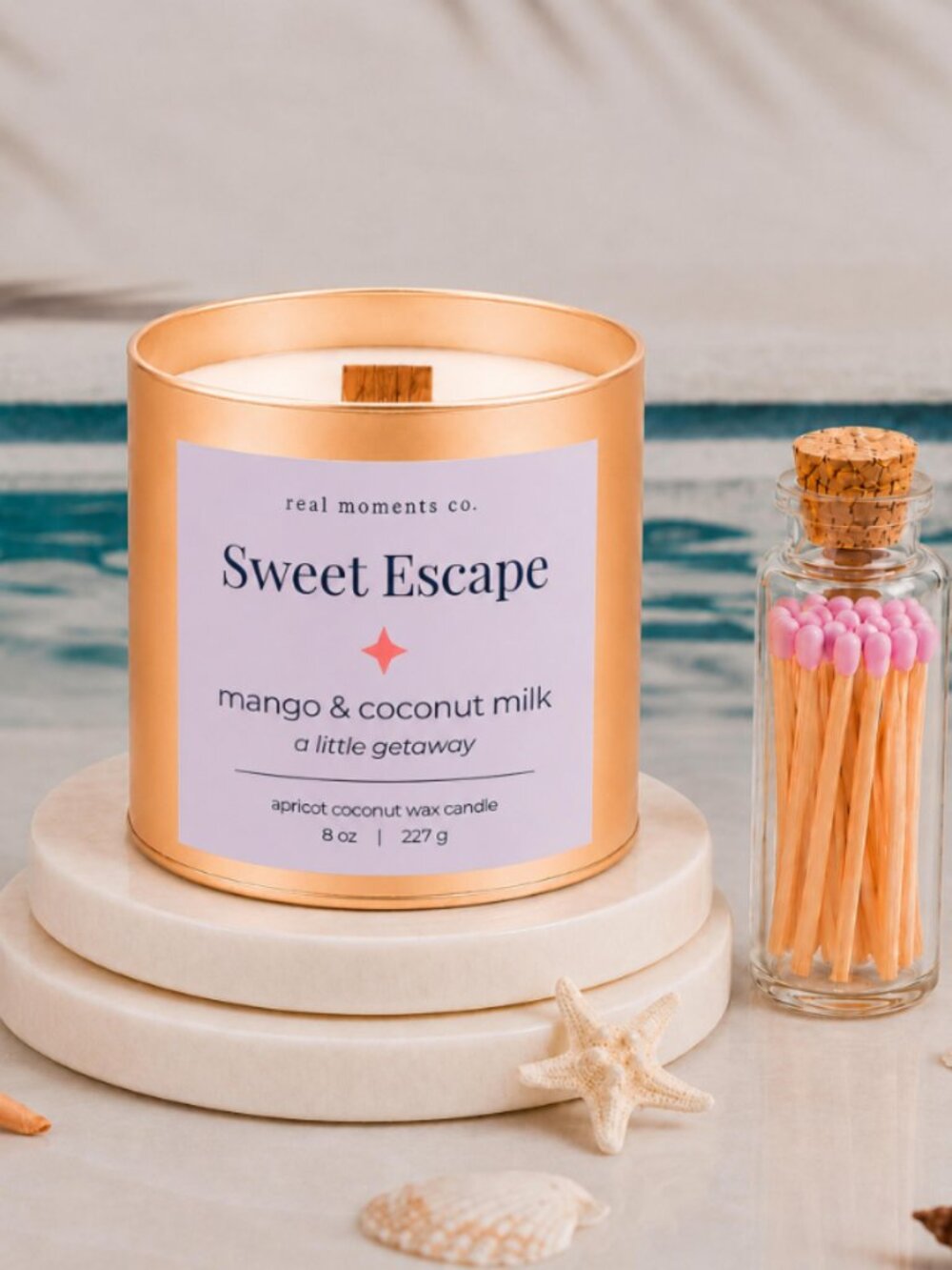 Sweet Escape Candle, Mango & Coconut Milk, Self Care Candle Gift Set